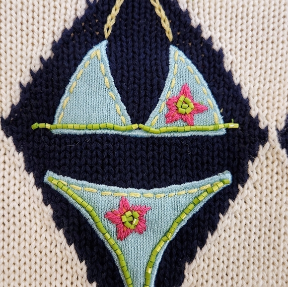 Susan Bristol Beaded Embroidered Swimsuits Blk/Wht Cottagecore Whimsicore Large. - Picture 4 of 12